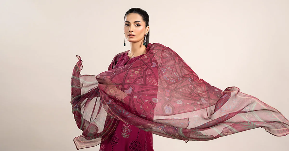 3 Piece Printed Cambric Suit | MPS-2303-B