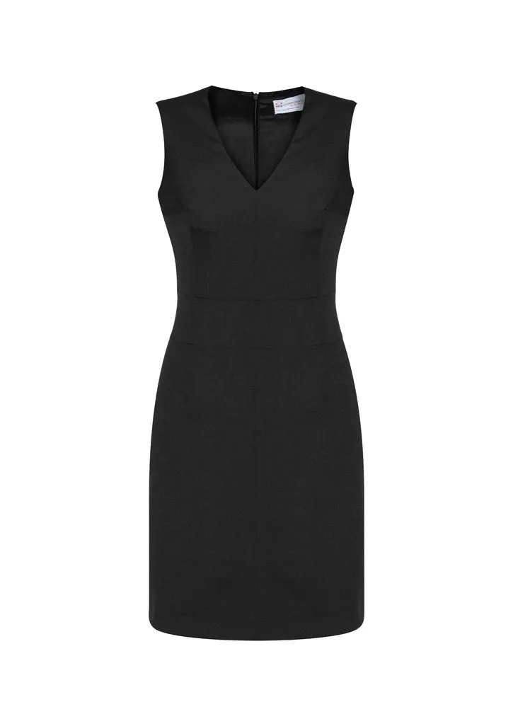 34021 - Biz Corporates - Womens Comfort Wool Stretch Sleeveless V-Neck Dress