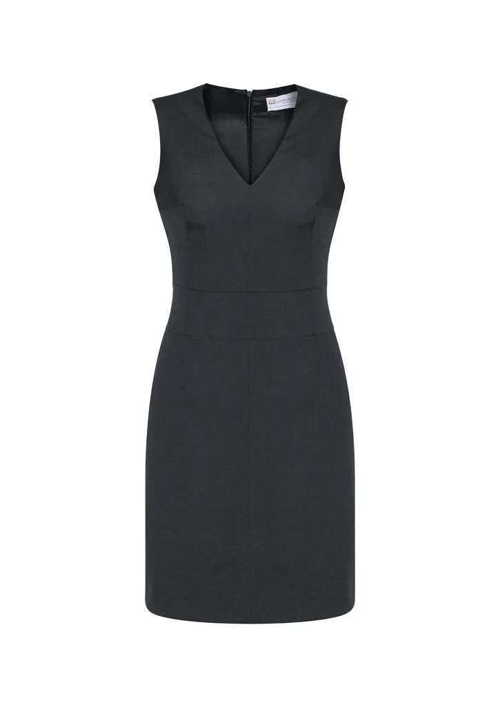 34021 - Biz Corporates - Womens Comfort Wool Stretch Sleeveless V-Neck Dress