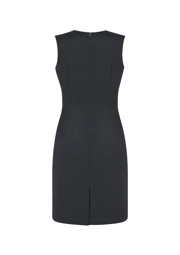 34021 - Biz Corporates - Womens Comfort Wool Stretch Sleeveless V-Neck Dress