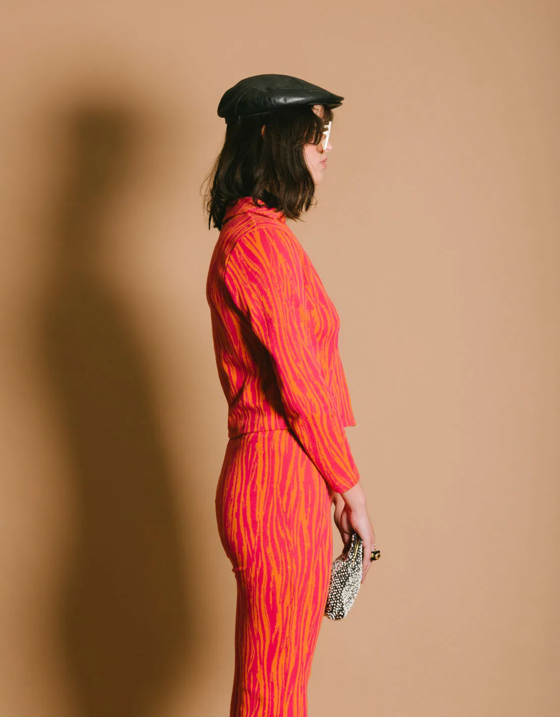 Abstract print knitted blouse