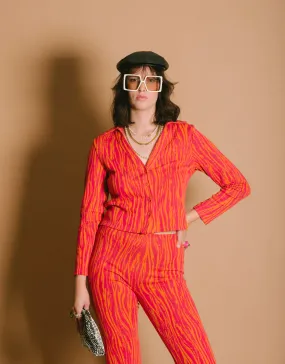 Abstract print knitted blouse