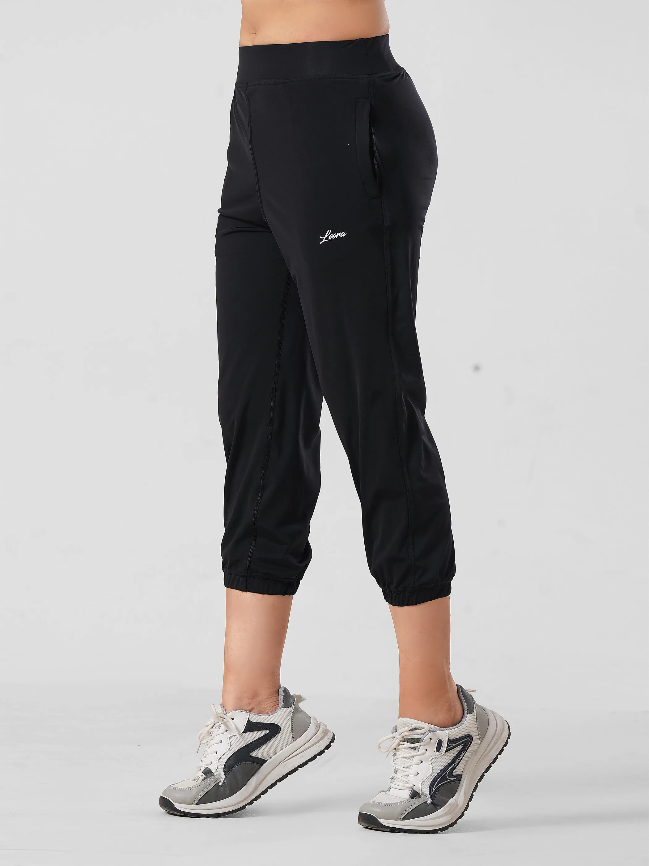 Adapted State High Rise Cropped Joggers in Black