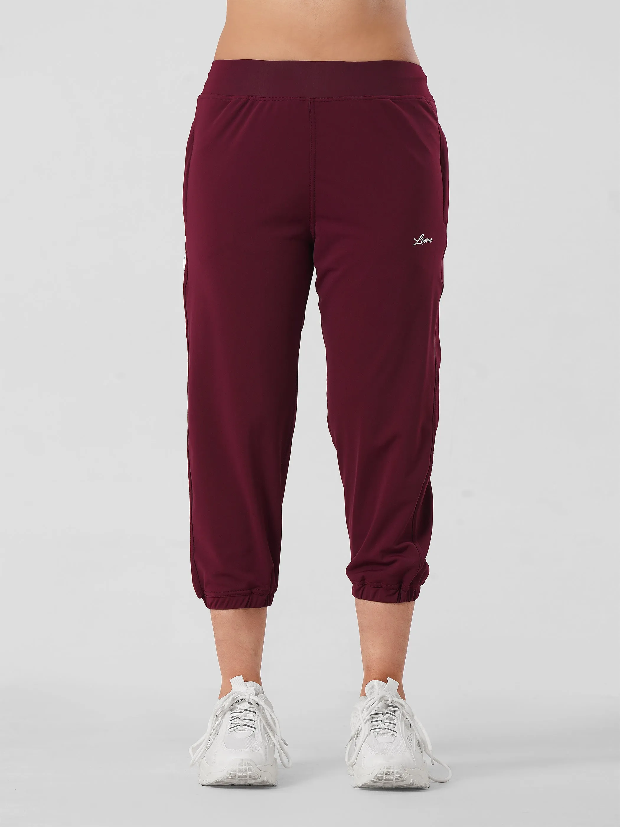 Adapted State High Rise Cropped Joggers in Maroon