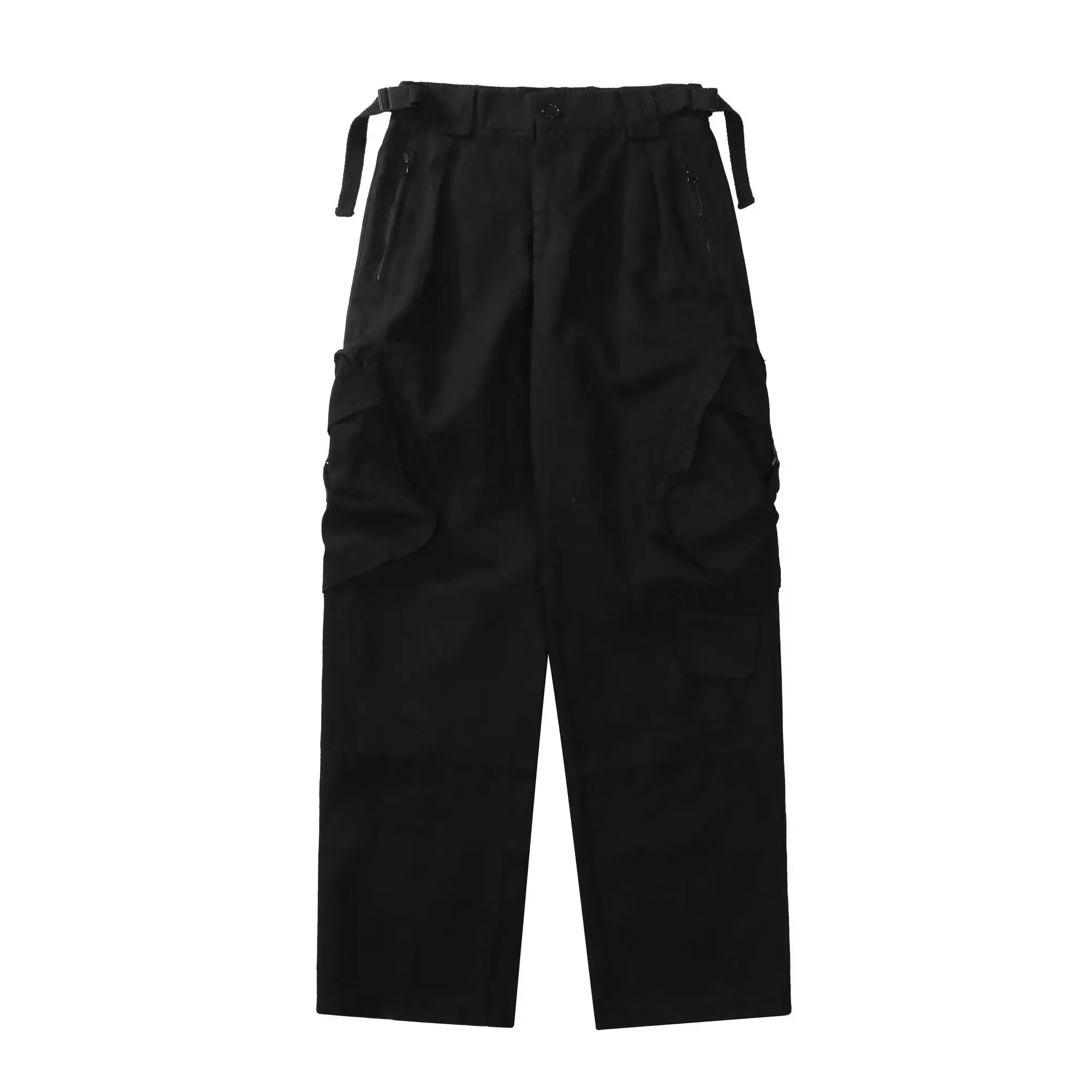 Aidase American Street Fashion Big Pocket Overalls Trousers Loose Casual Design Straight Wide Leg Trousers Mens Clothing Pants