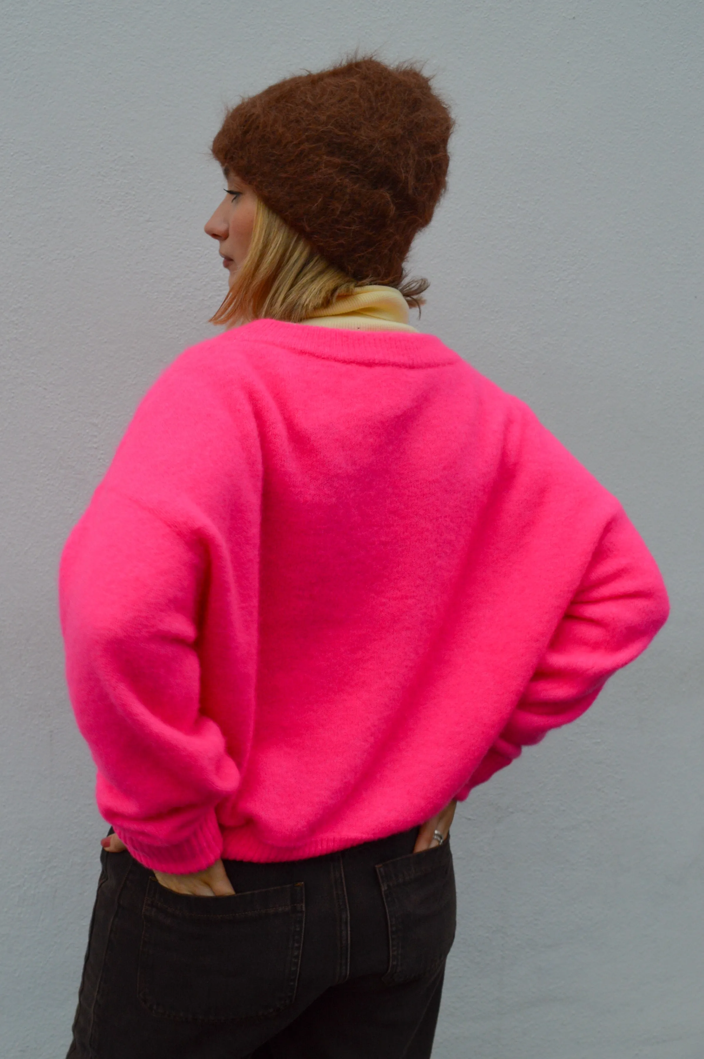 American Vintage Vitow Rose Fluorescent Pink Sweater