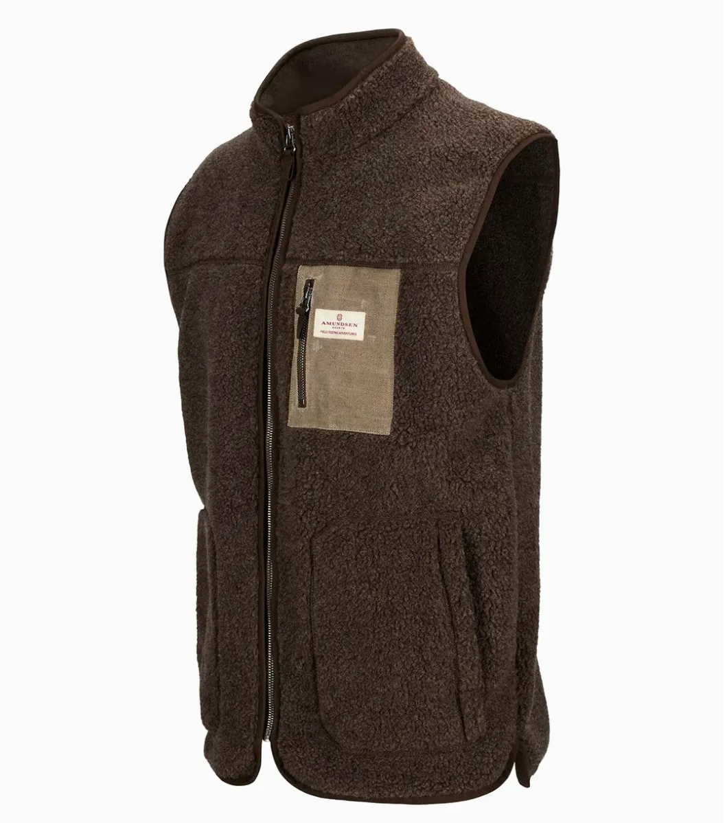 Amundsen Heroes Wool Fleece Vest Cowboy Brown