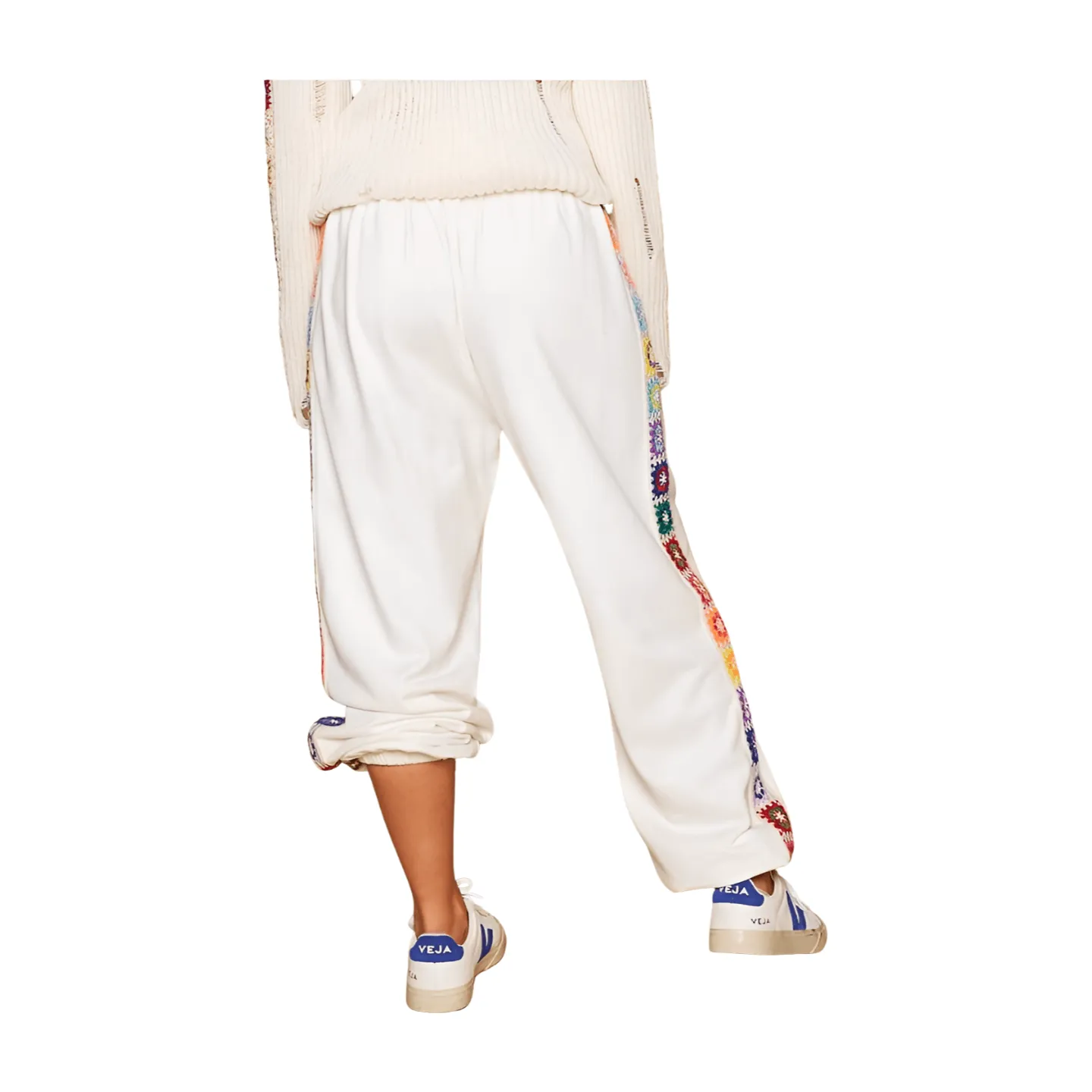 Baggy Fit Square Patch Joggers - Ivory