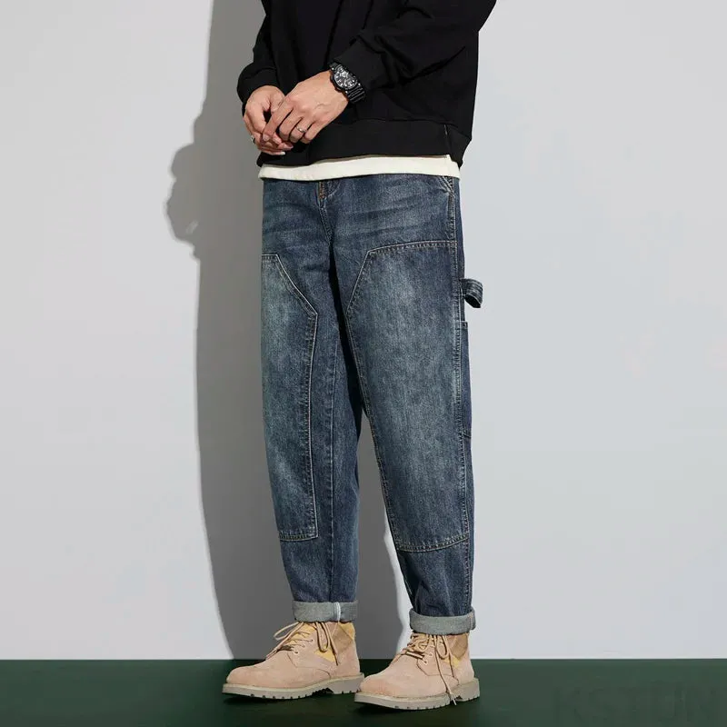 Baggy Jeans Men Harem Pants Loose Cargo Pants Streetwear Hip Hop Striped Patchwork Tapered High Quality Autumn Men's Trousers