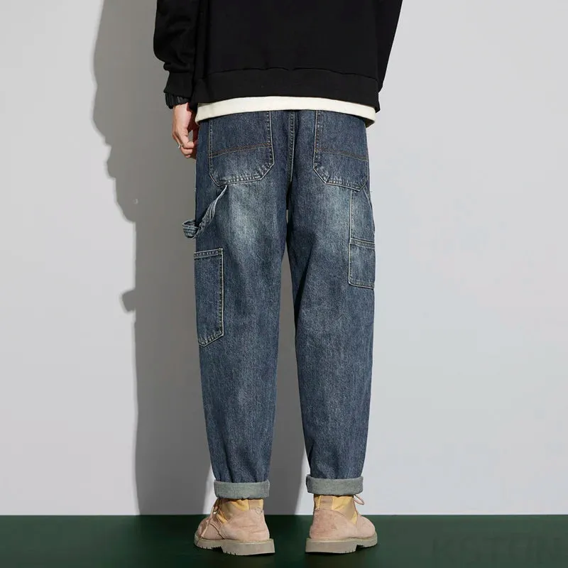 Baggy Jeans Men Harem Pants Loose Cargo Pants Streetwear Hip Hop Striped Patchwork Tapered High Quality Autumn Men's Trousers