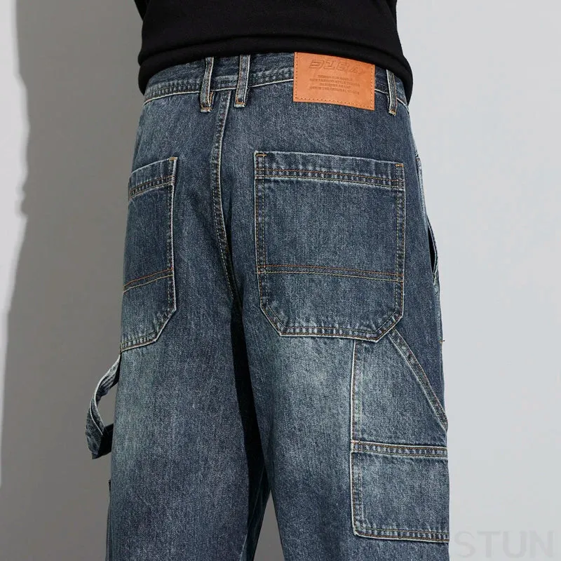 Baggy Jeans Men Harem Pants Loose Cargo Pants Streetwear Hip Hop Striped Patchwork Tapered High Quality Autumn Men's Trousers