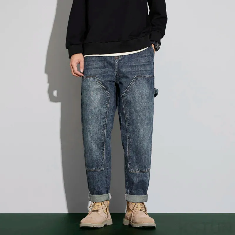 Baggy Jeans Men Harem Pants Loose Cargo Pants Streetwear Hip Hop Striped Patchwork Tapered High Quality Autumn Men's Trousers