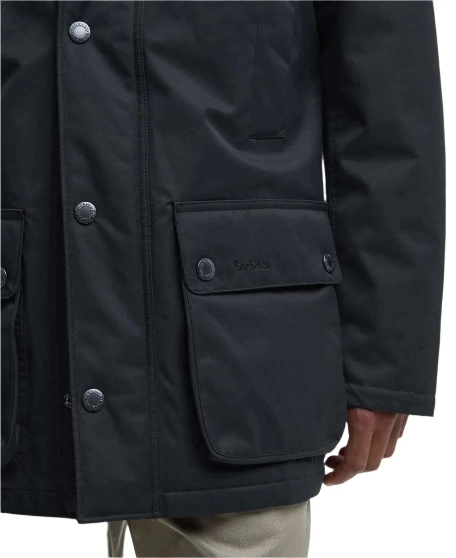 Barbour Modern Border Showerproof Mac In Black