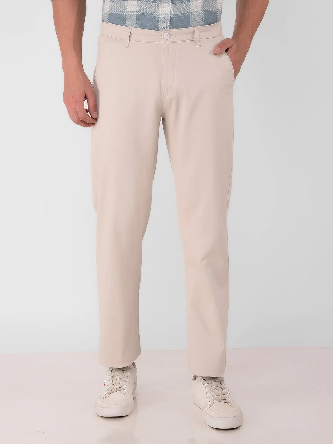 Beige Straight Trousers