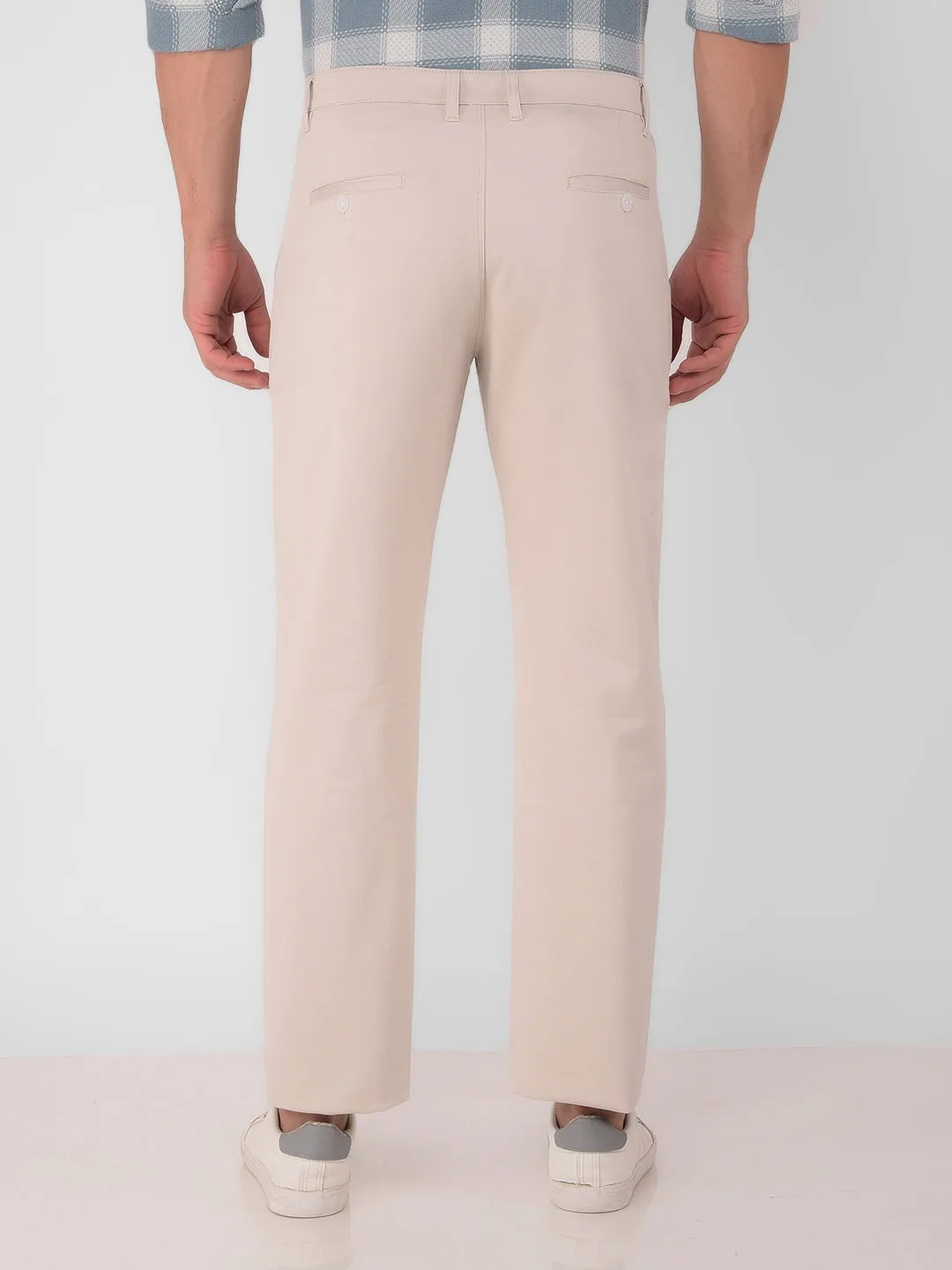 Beige Straight Trousers