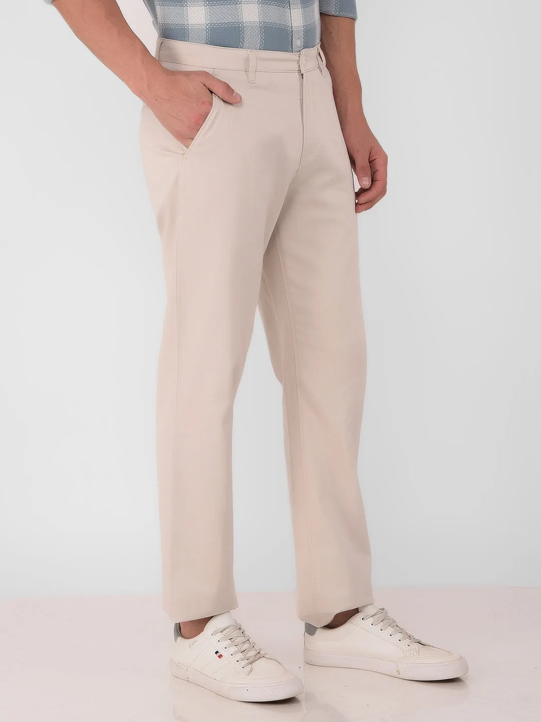 Beige Straight Trousers
