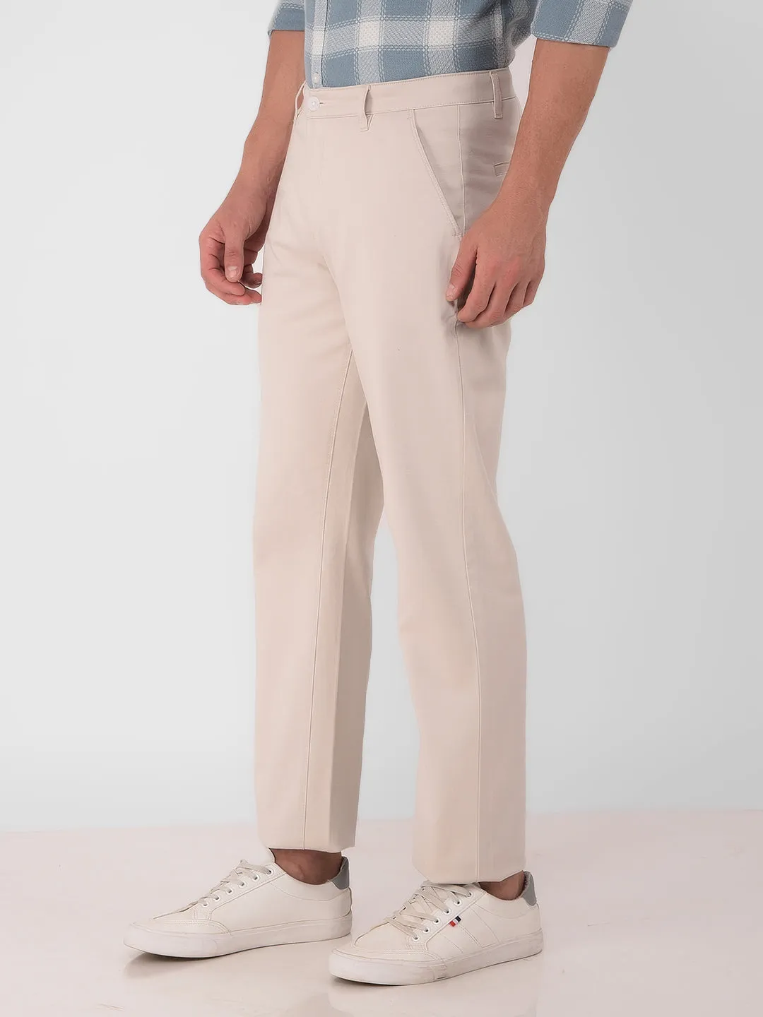 Beige Straight Trousers