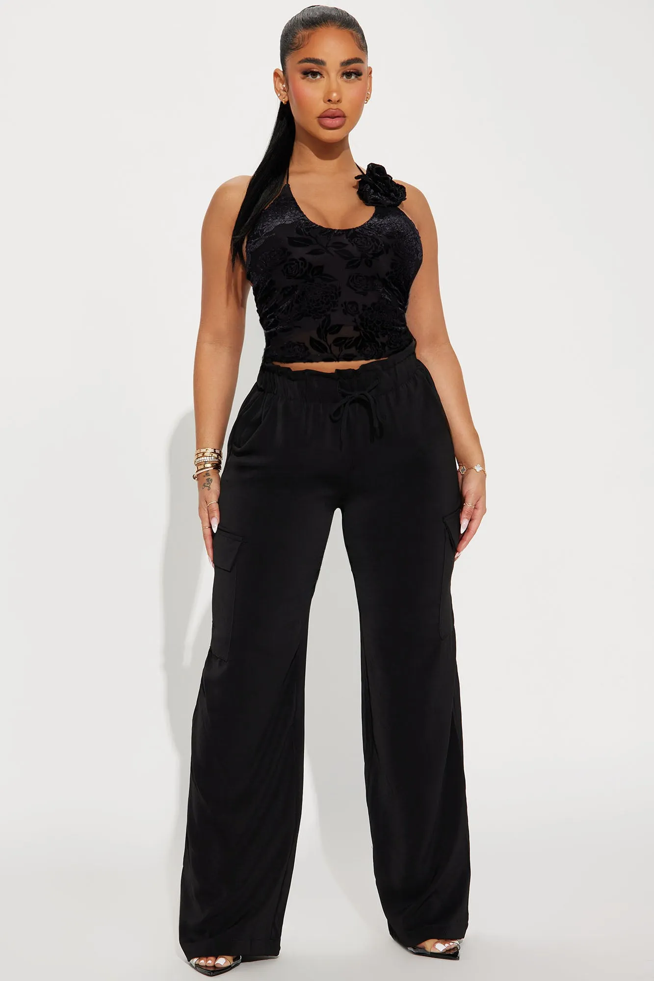 Betty Textured Cargo Pant - Black