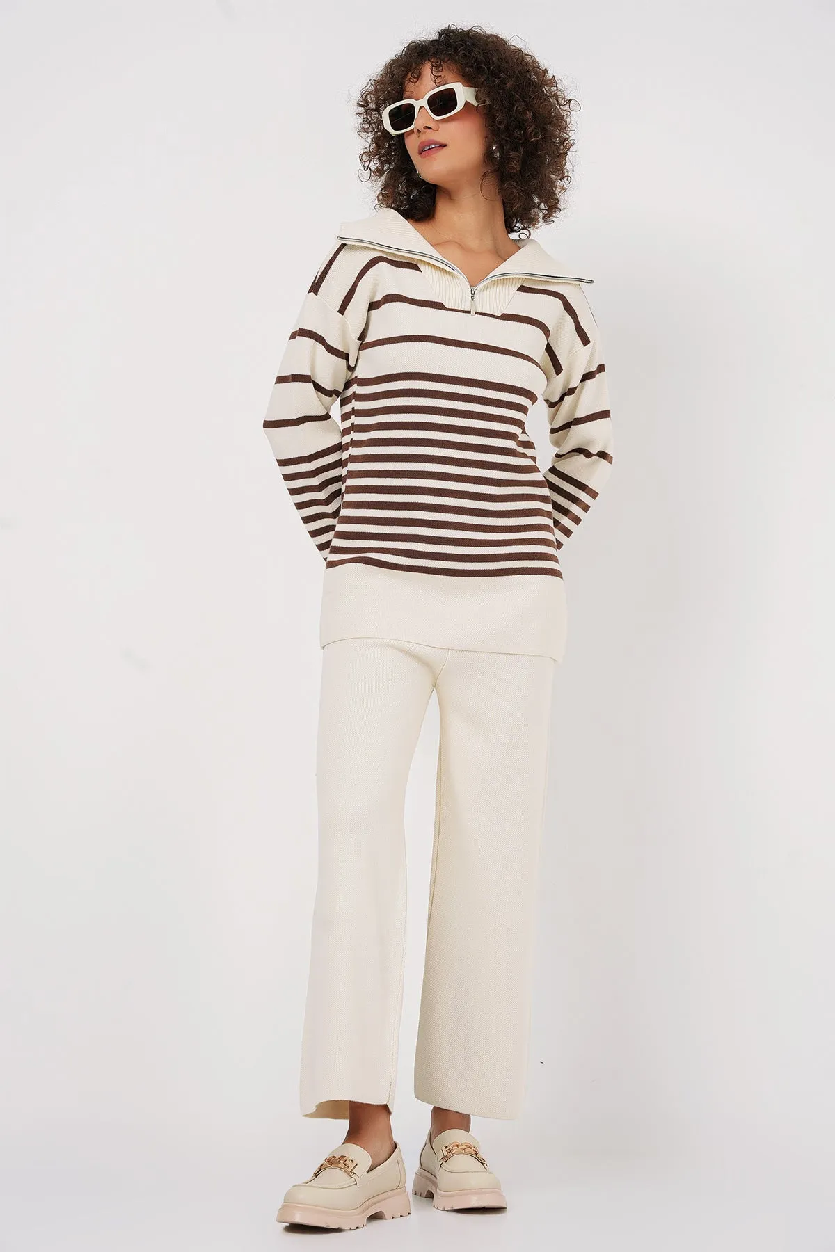 BGD Women Knit Sweater Pants Set - Brown - Nicolás Romero