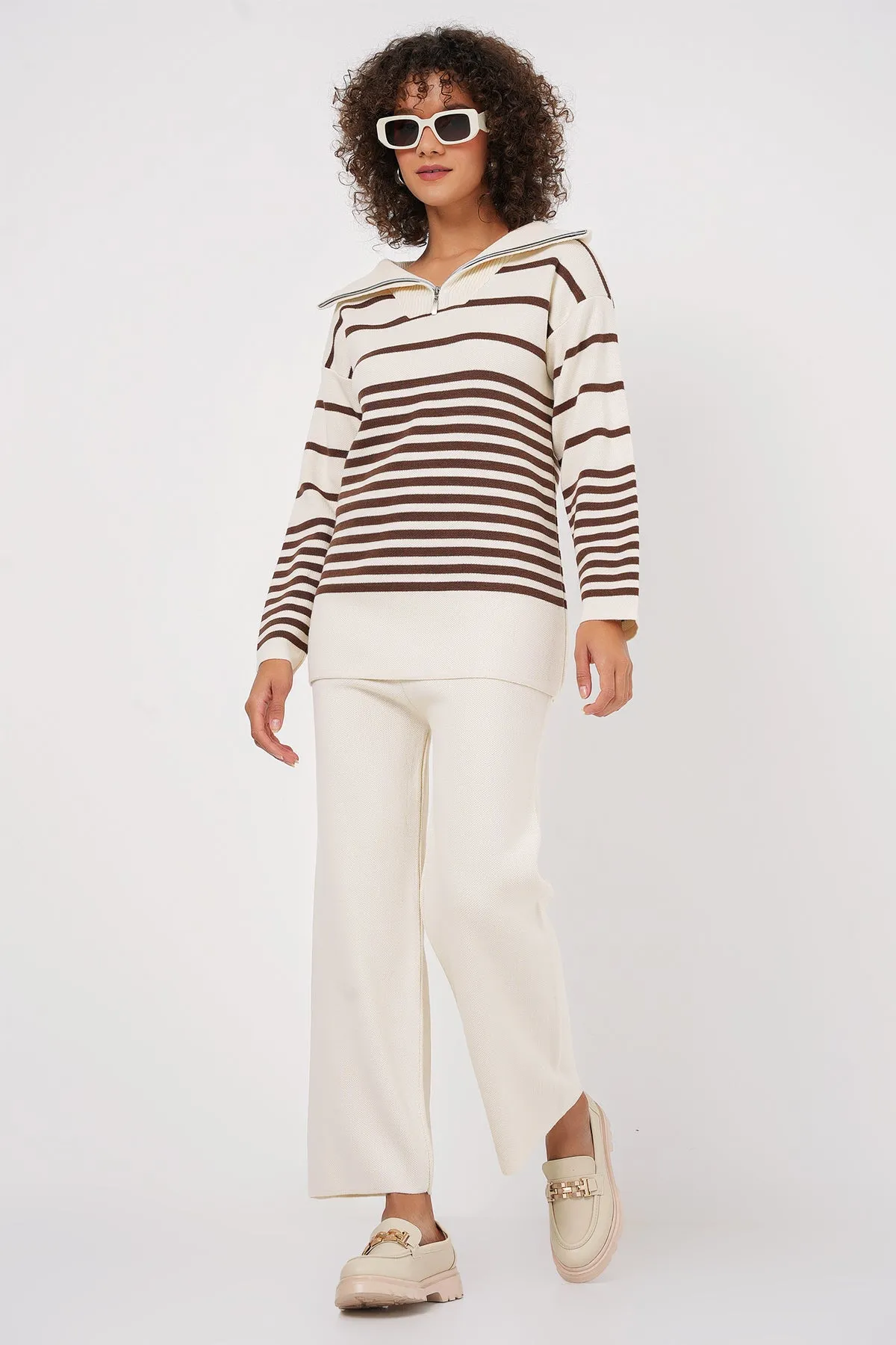 BGD Women Knit Sweater Pants Set - Brown - Nicolás Romero