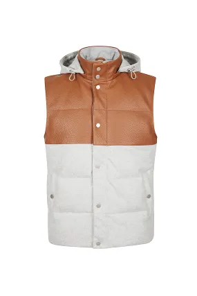 Bimaterico wool and leather vest