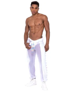 Black Men’s Pride Vinyl Mesh w/ Rainbow Studs & LOVE Logo Drawstring Joggers (White Also Available)