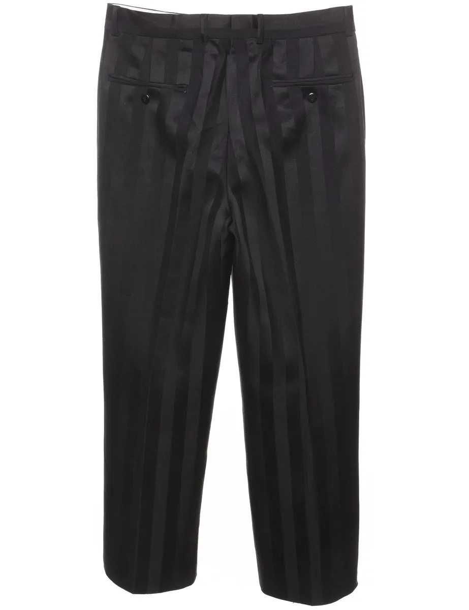 Black Striped Straight-Fit Trousers - W34 L28