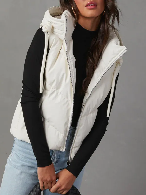 Blue Zone Planet |  Lissa's Loose Thickened Short Hooded Sleeveless Double Pocket Puffy Quilted Vest