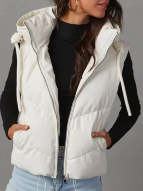 Blue Zone Planet |  Lissa's Loose Thickened Short Hooded Sleeveless Double Pocket Puffy Quilted Vest
