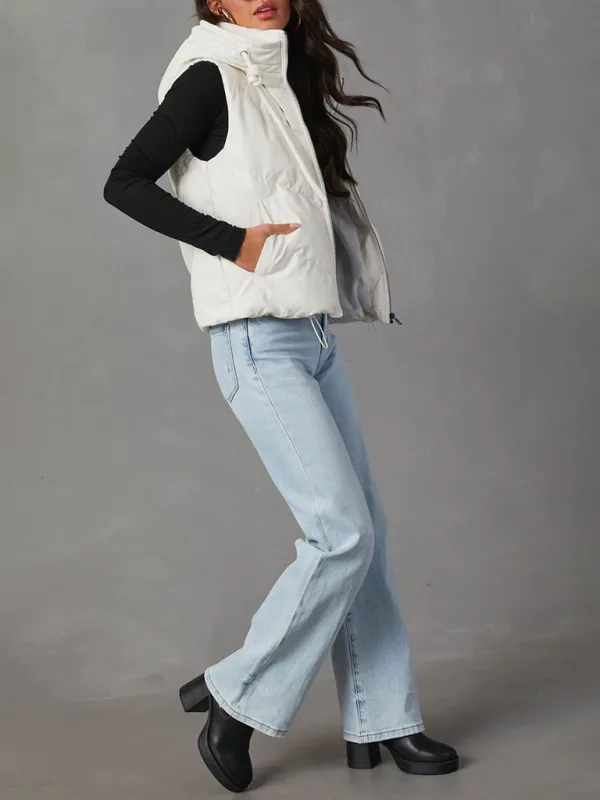 Blue Zone Planet |  Lissa's Loose Thickened Short Hooded Sleeveless Double Pocket Puffy Quilted Vest