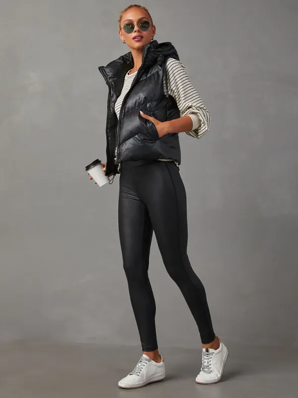 Blue Zone Planet |  Lissa's Loose Thickened Short Hooded Sleeveless Double Pocket Puffy Quilted Vest