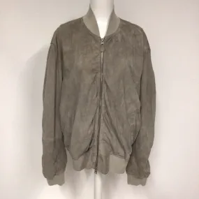 BNWT AllSaints Light Khaki Ari Leather Bomber Jacket Size L