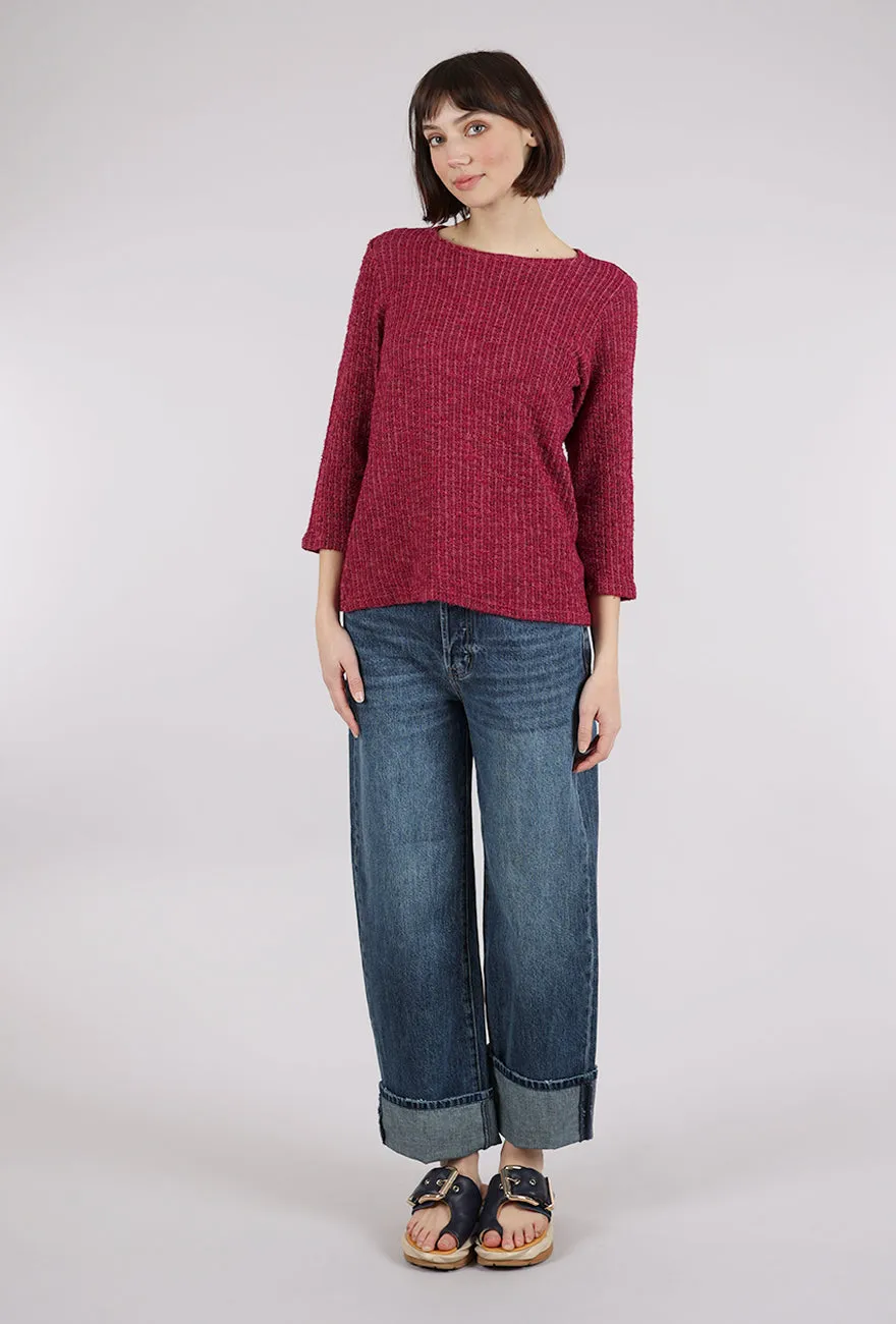 Boatneck Texture Sweater, Rhubarb