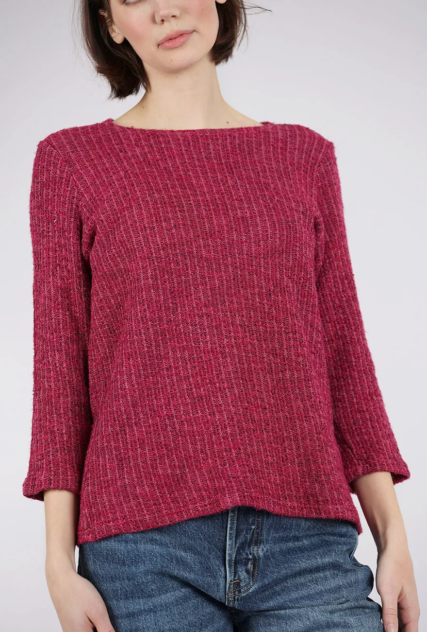 Boatneck Texture Sweater, Rhubarb