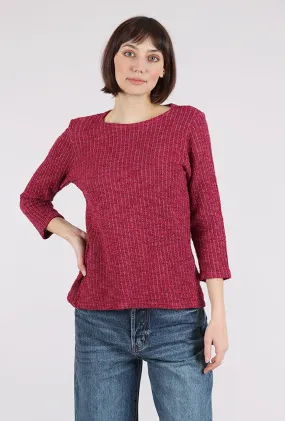Boatneck Texture Sweater, Rhubarb
