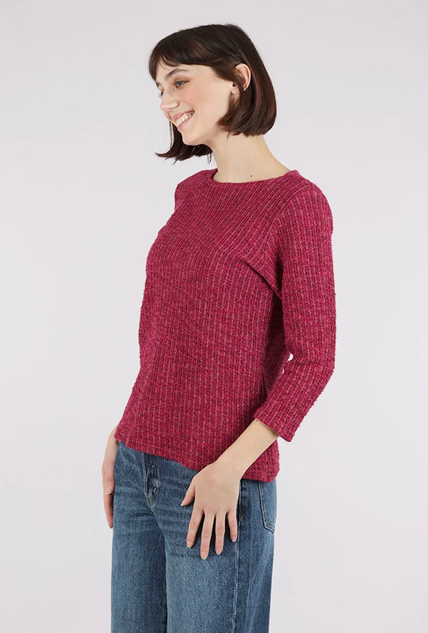 Boatneck Texture Sweater, Rhubarb