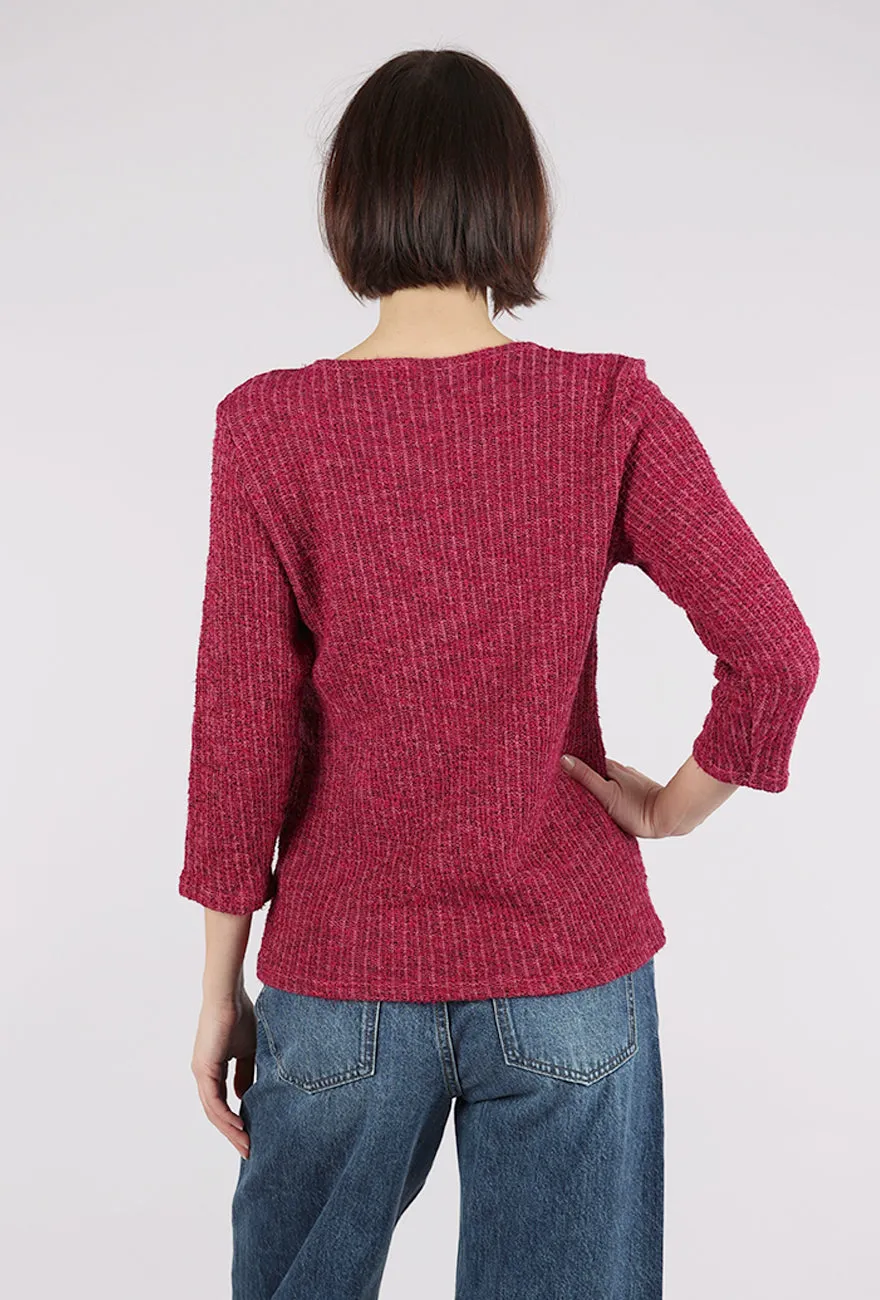 Boatneck Texture Sweater, Rhubarb