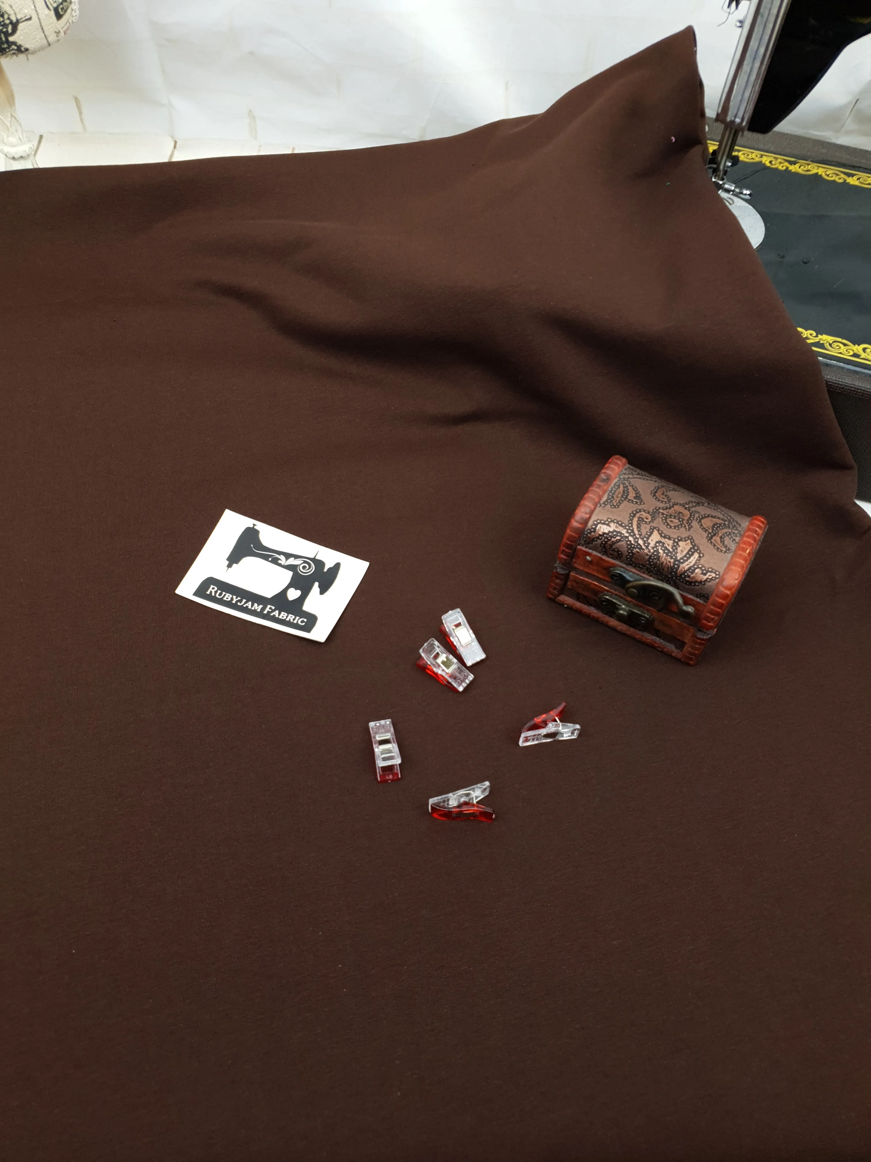 Brown - cotton lycra - FRENCH TERRY - 185cm wide