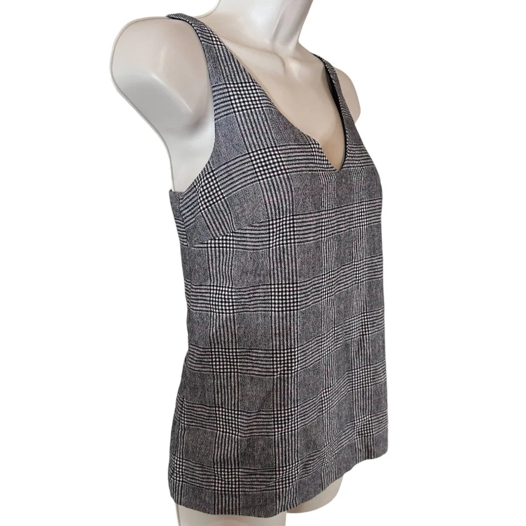 Classic Plaid V-Neck Tank Top Business Casual Office Wea