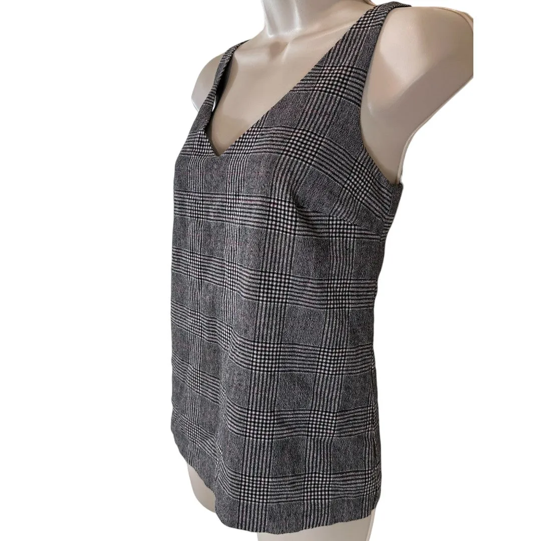 Classic Plaid V-Neck Tank Top Business Casual Office Wea