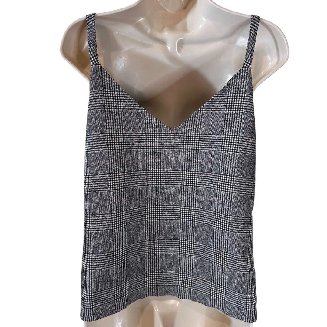 Classic Plaid V-Neck Tank Top Business Casual Office Wea