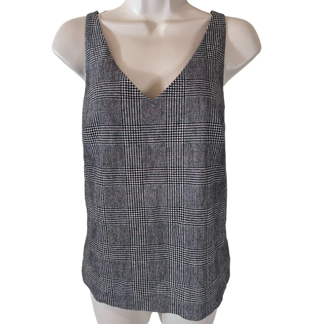 Classic Plaid V-Neck Tank Top Business Casual Office Wea