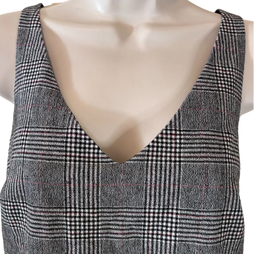 Classic Plaid V-Neck Tank Top Business Casual Office Wea