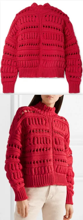Cotton Blend Sweater, Red