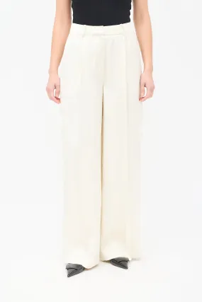 Cream Satin Carmel Wide Leg Cargo Trouser