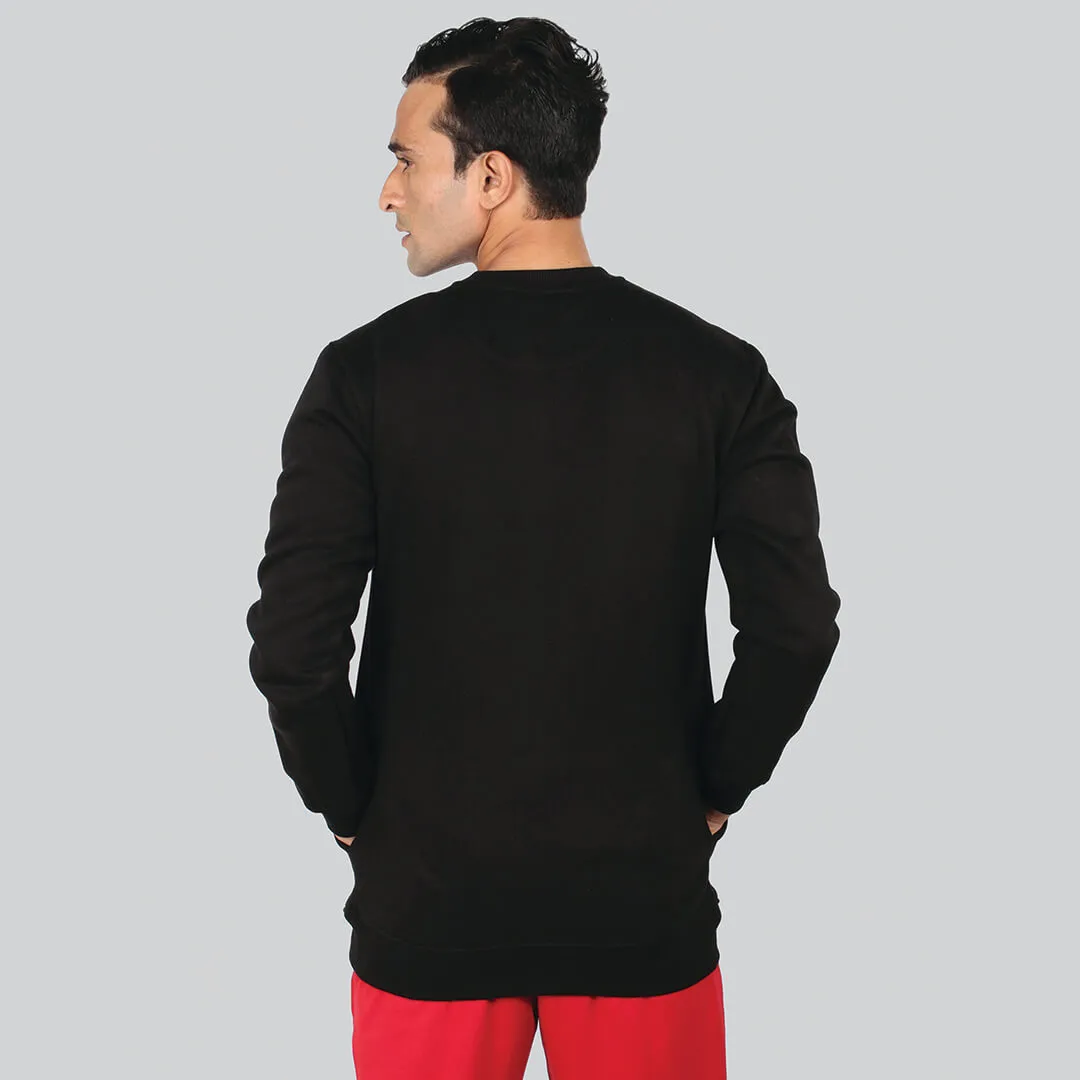 Crew Neck Graphic Print SweatShirt - Black