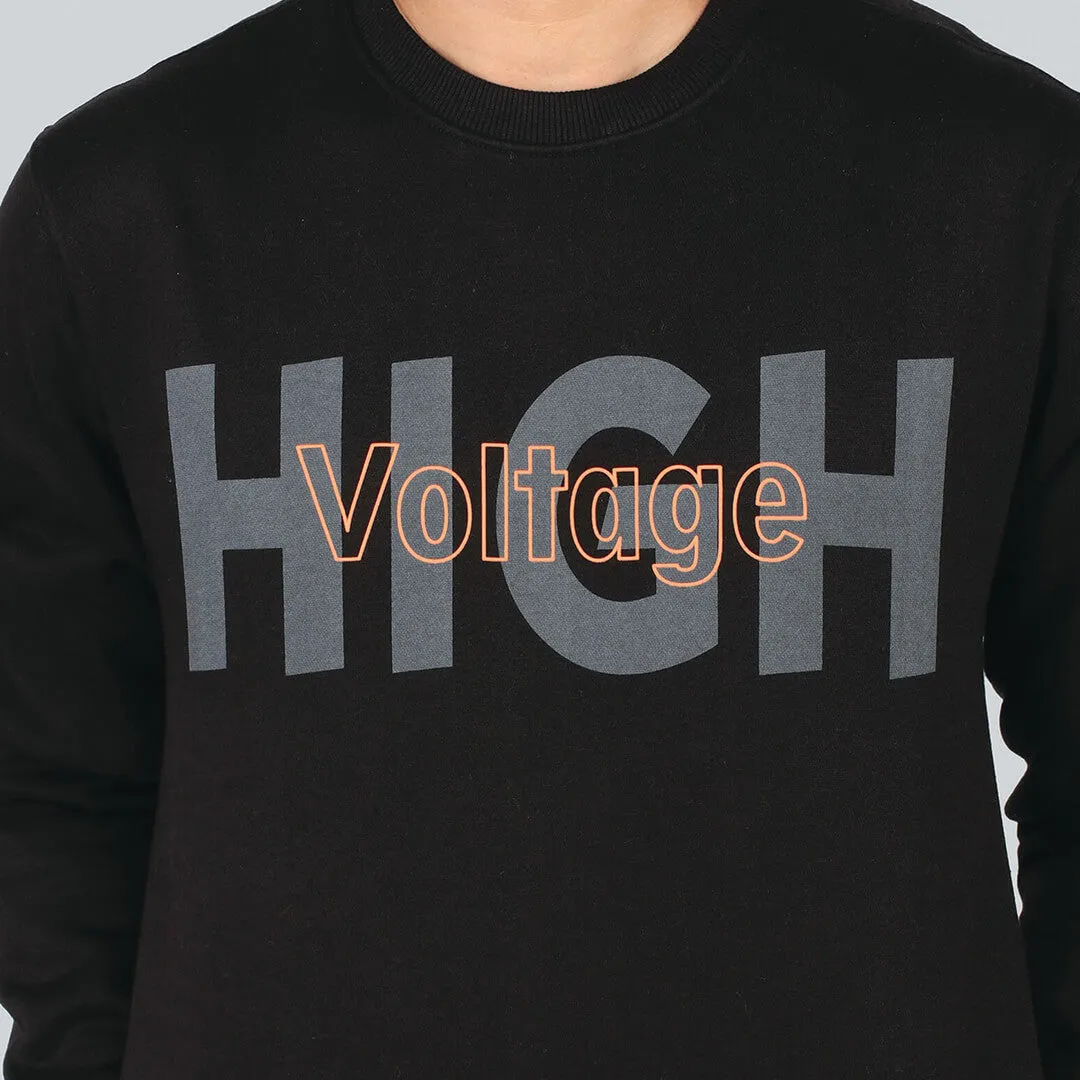 Crew Neck Graphic Print SweatShirt - Black