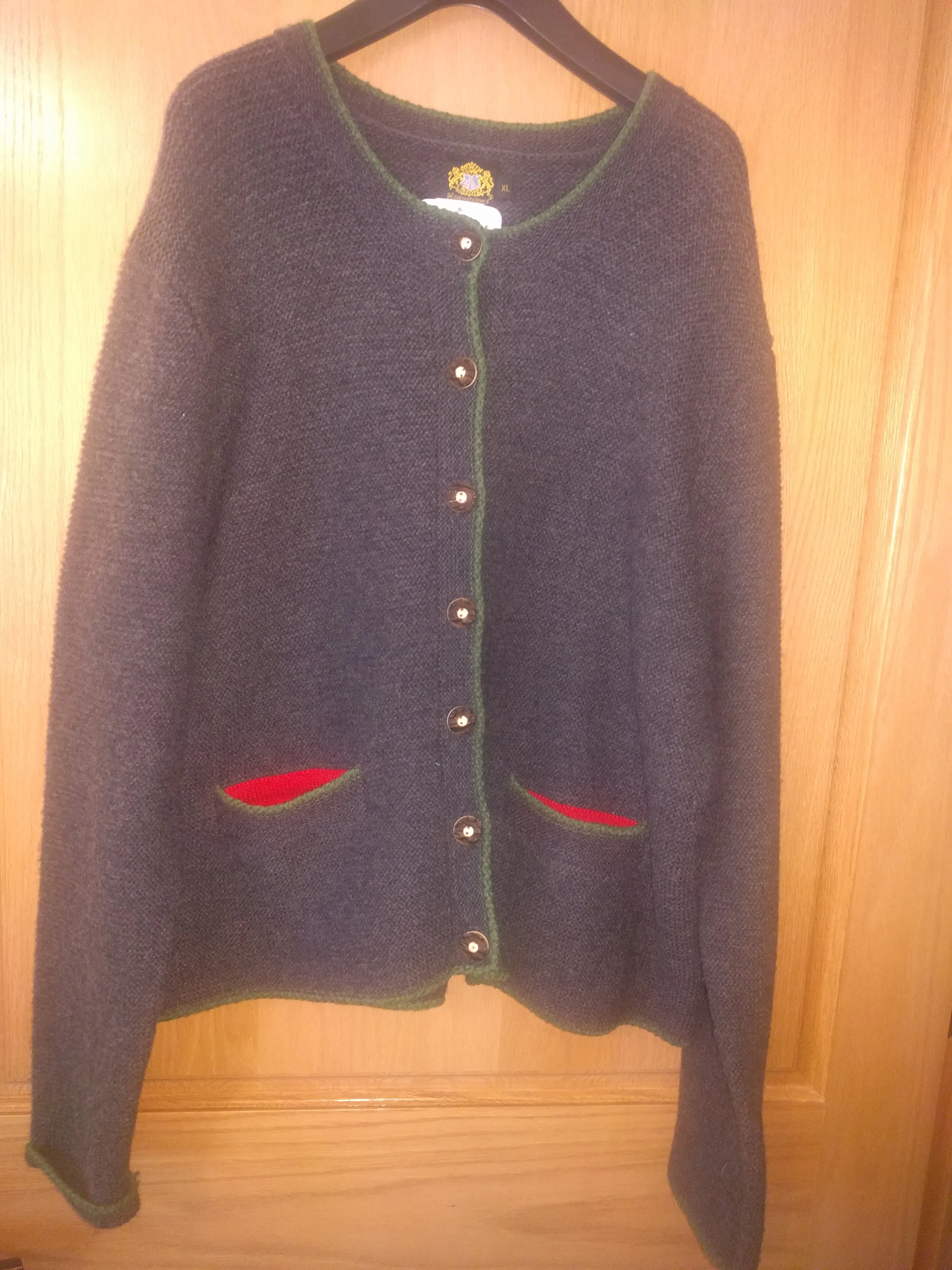 Dark Grey with Green Trim Traditional Hammerschmid Knitted Schweden Jacket