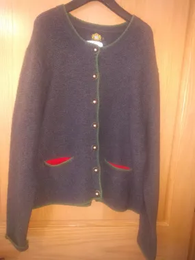 Dark Grey with Green Trim Traditional Hammerschmid Knitted Schweden Jacket