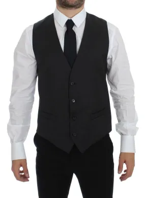 Dolce & Gabbana Gray Wool Formal Vest Gilet Weste